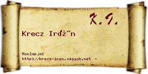 Krecz Irén névjegykártya